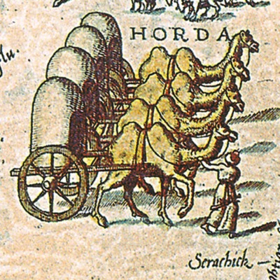 Anthony Jenkinson's 1593 Map of Muscovy (detail of camels)