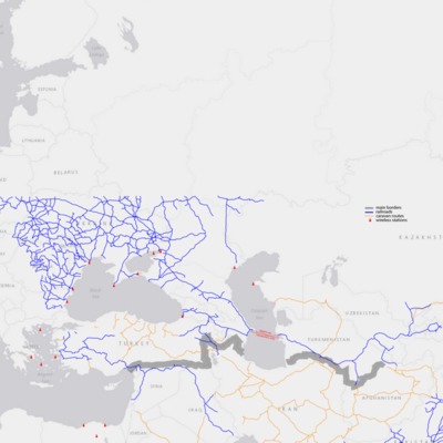 Railroads, Caravan routes, and wireless stations (1921)