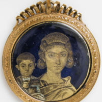 Gold Glass Medallion with a Mother and Child