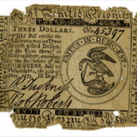Fake US Congress, Three-Dollar-Note, 1775