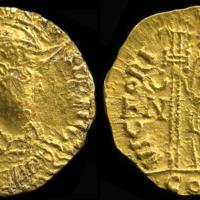 Gold Gallo-Visigothic solidus in imitation of a solidus of Byzantine Emperor Anastaios