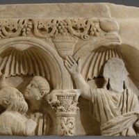 Fragment of a Marble Tomb Relief with Christ Giving the Law