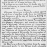 Petitions to British House of Commons in Defense of the Slave Trade