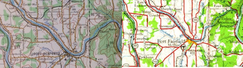 Fort Fairfield from 1977 Soviet Map and 1963 USGS map.