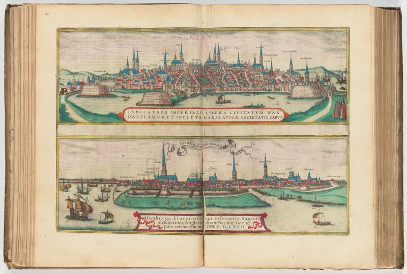 Lvbeca vrbs imperialis libera civitatvm wandalicarvm et inclytæ hanseaticæ societatis capvt. Hamburga florentissimum.jpg