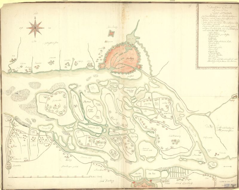 Situations Charte von denen in den Elbe Strohm zwischen Hamburg und Harburg belegenen Insuln, und von Zeit zu Zeit enstehenden Sanden, auch Sandbancken--.jpg