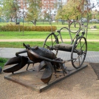 The Cancer statue in the Signs of the Zodiac park in Moscow.
