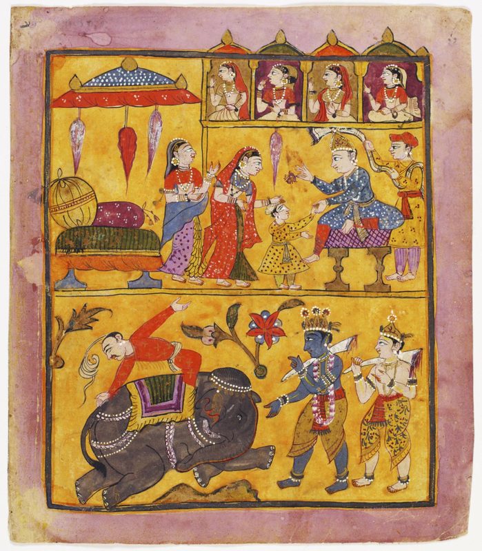 Krishna kills the elephant Kuvalayapida with its own tusk.jpg