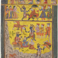 Krishna pulls Kamsa and kills him.jpg