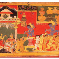 A gopi complains to Yashoda of Krsna's pranks, especially the theft of curd