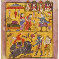 Krishna kills the elephant Kuvalayapida with its own tusk.jpg