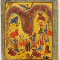 Krishna swallows a forest fire and saves the villagers.jpg