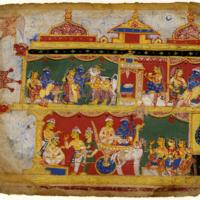 Recto of Kṛṣṇa and one of his wives performing various activities