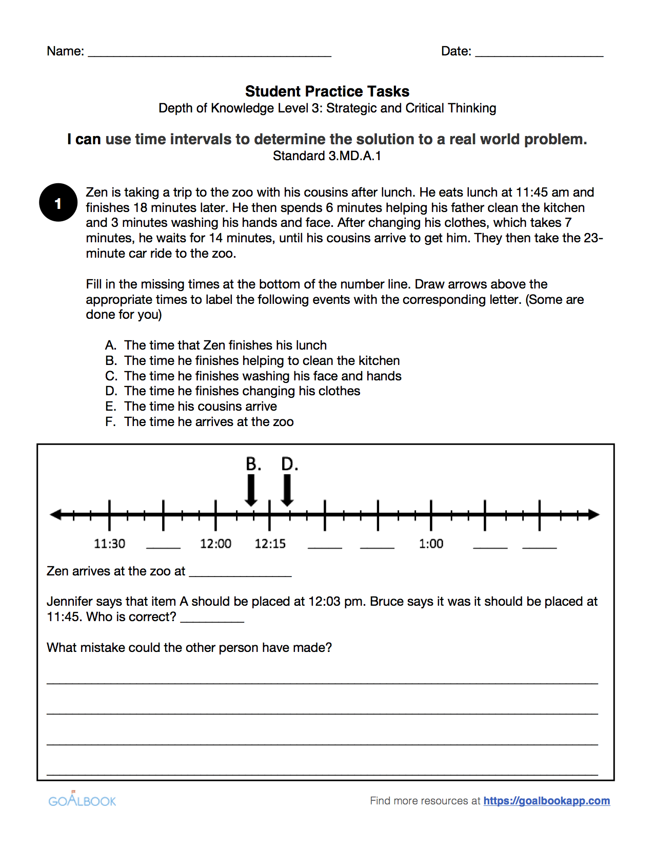 Quick Assessment Elapsed Time Goalbook Pathways