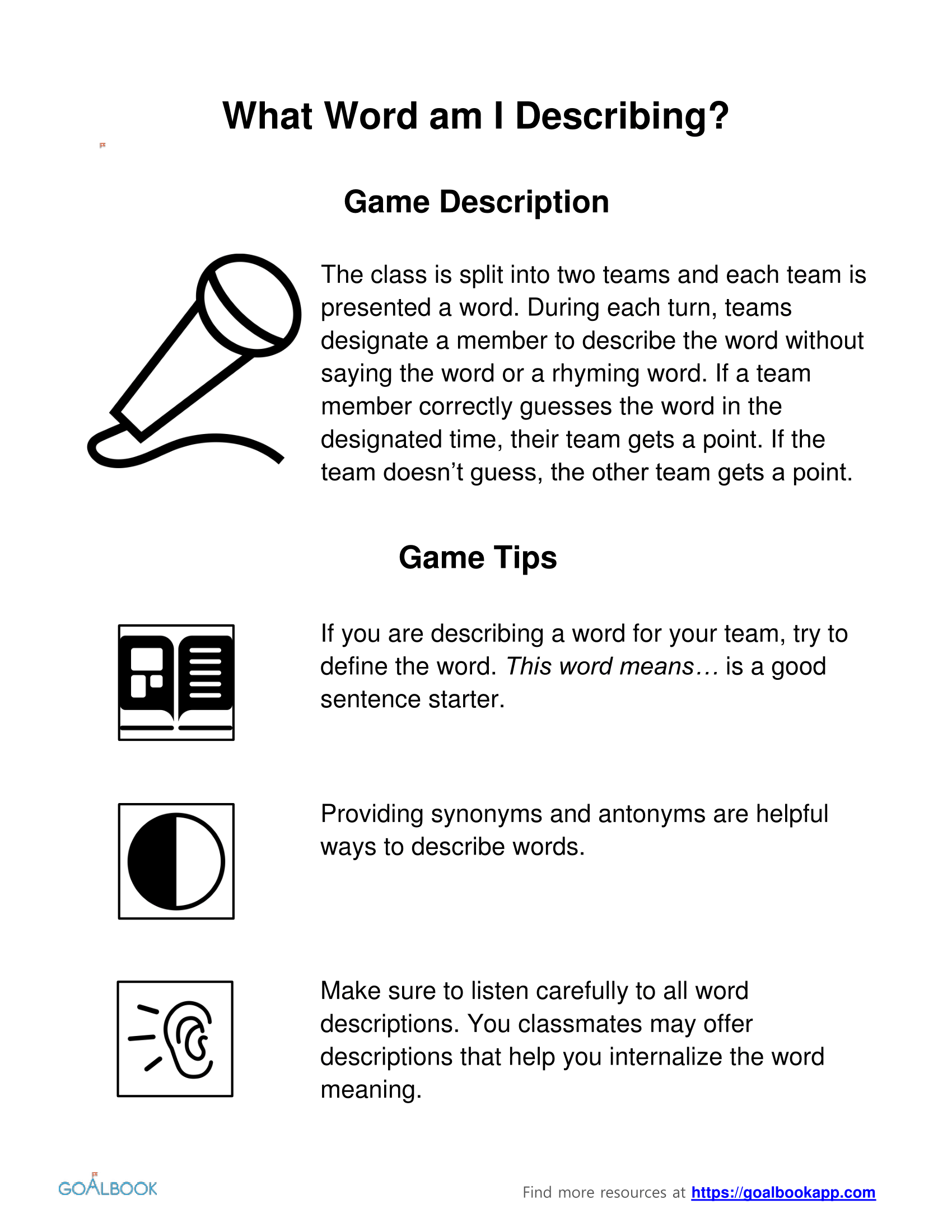 word descriptions