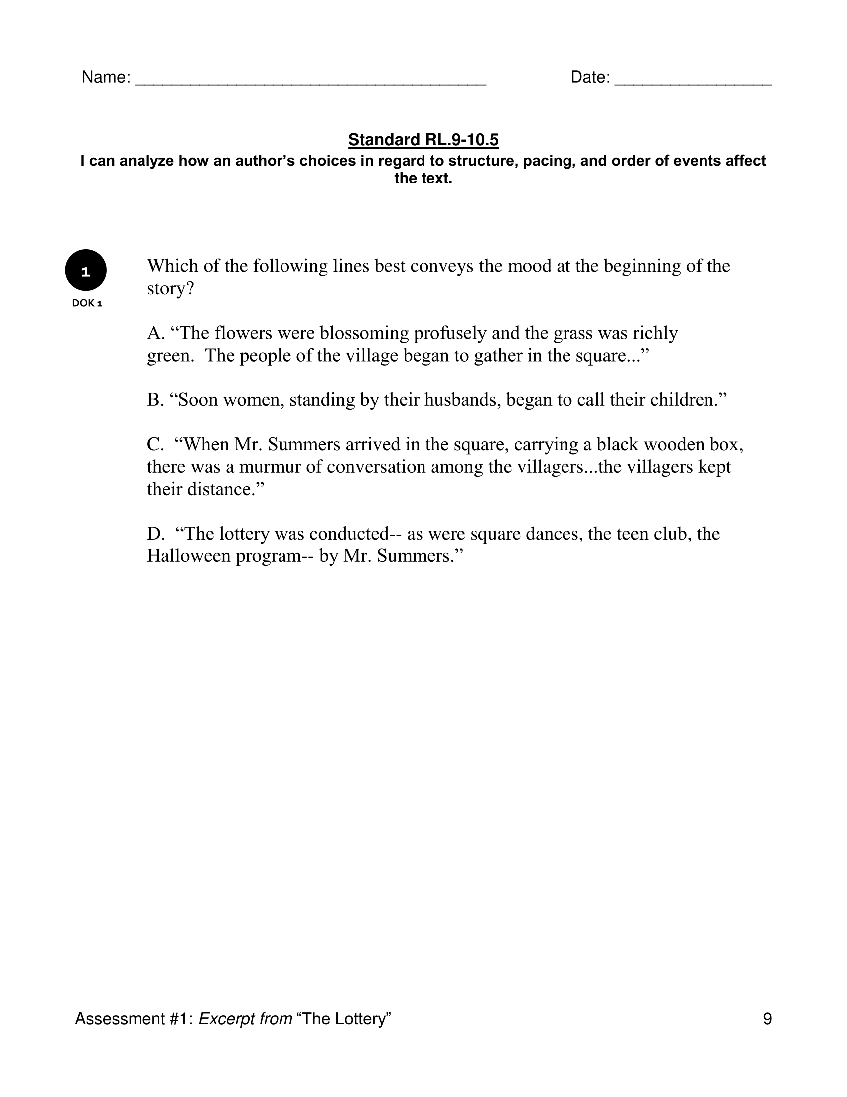 Worksheets Literary Elements Worksheet rl 9 10 5 text structure and literary devices reading full resource contains