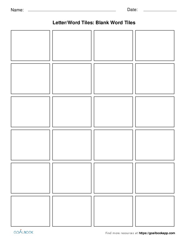 Letter/Word Tiles Goalbook Pathways