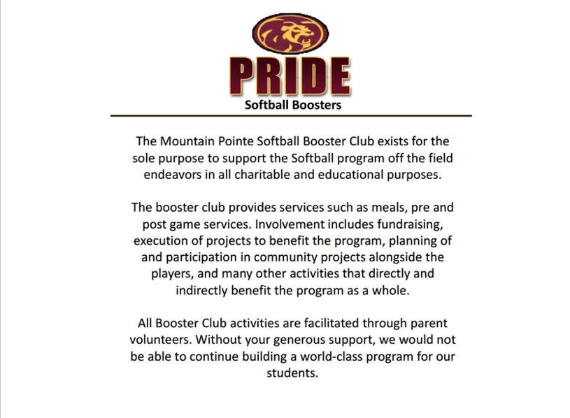 Mountain Pointe Pride Softball Photos for Mission Statement