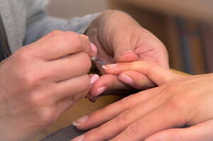 manicure and pedicure at a nail salon