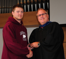 management nathan cooper sports campbellsville receives award university tom owensville mo academic associate professor bell sport dr left