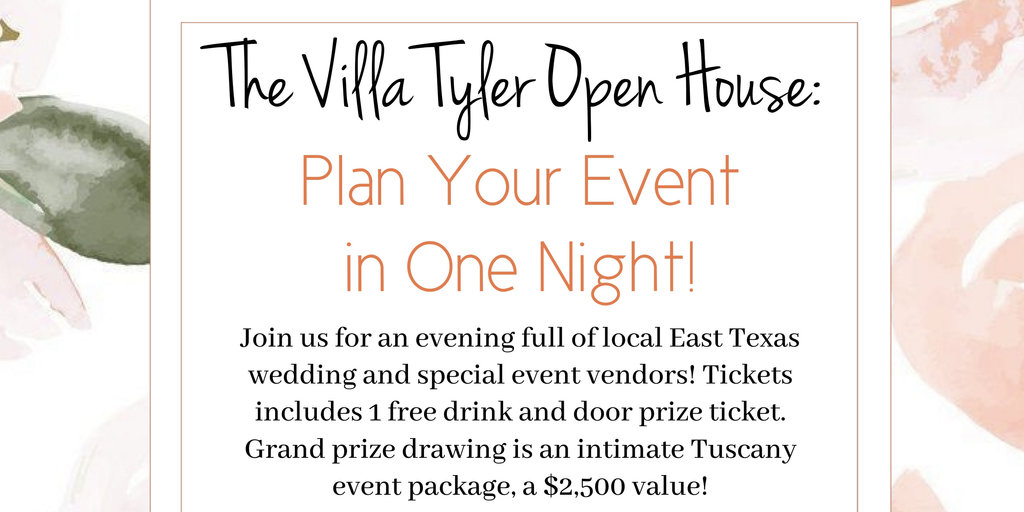 The Villa Tyler Open House: Plan Your Event in One Night! Banner