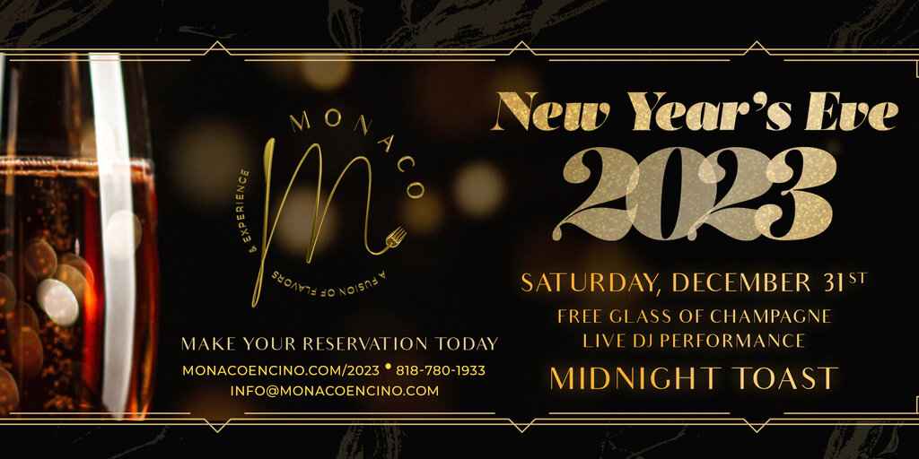 New Year's Eve Party 2023 at Monaco Restaurant & Bar Get Tickets