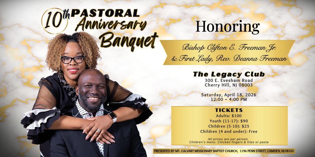 10th Pastoral Anniversary Banquet Honoring Bishop & First Lady Freeman Banner