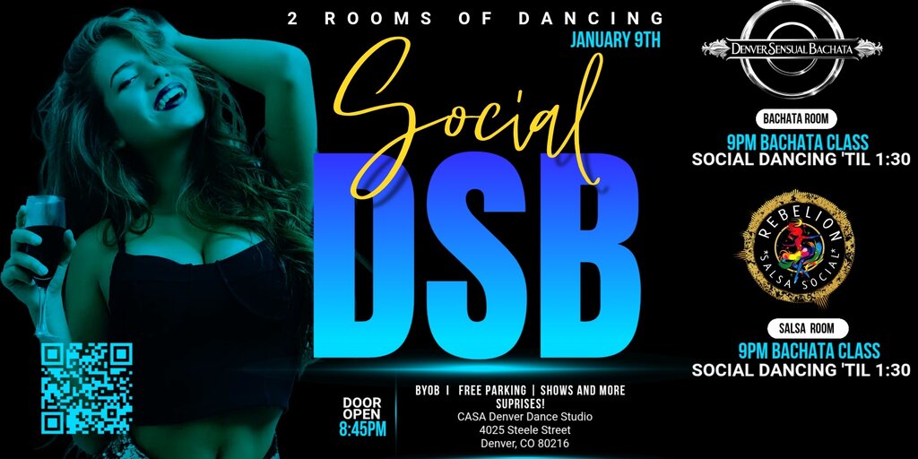 Sensual Bachata Room | Salsa Room | Jan 9th  | 2 rooms of dancing Banner