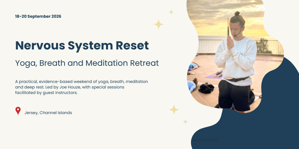 Nervous System Reset. Yoga, Breath and Meditation Retreat in Jersey. Banner