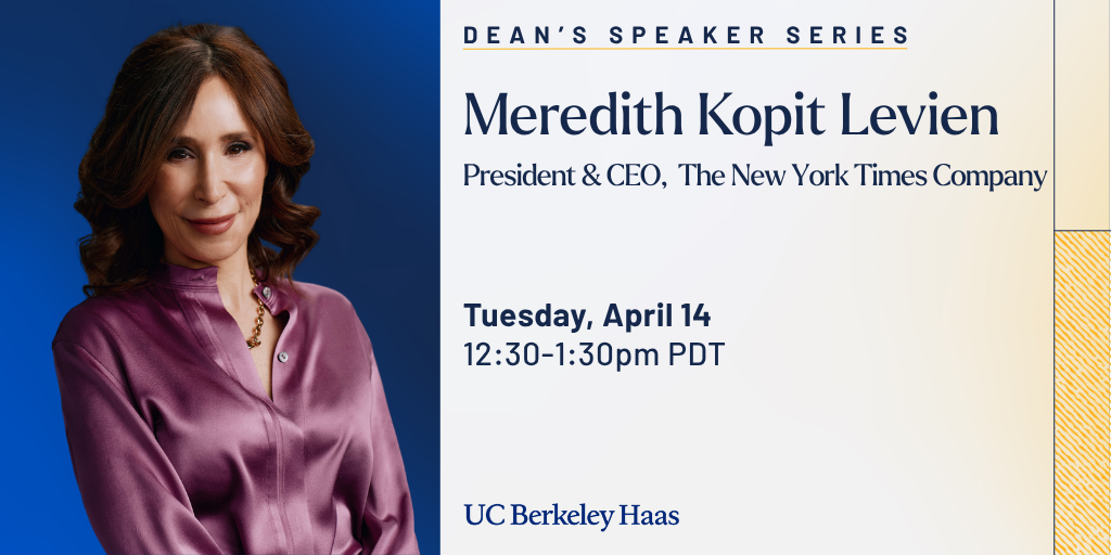 Dean's Speaker Series: Meredith Kopit Levien, CEO, The New York Times Co. Banner