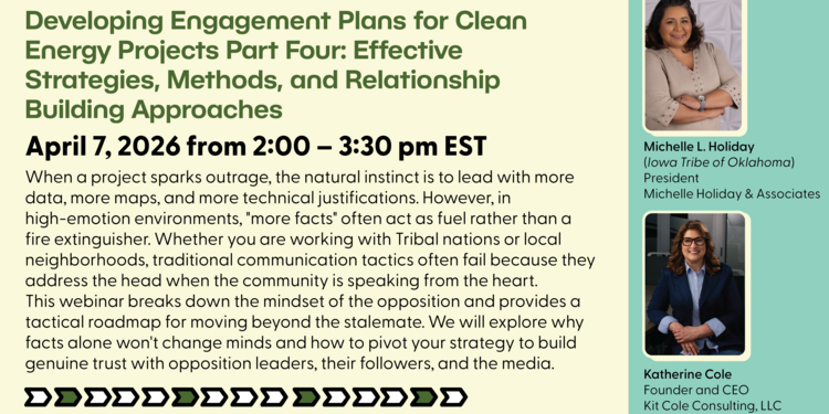 Developing Engagement Plans for Clean Energy Projects Part Four