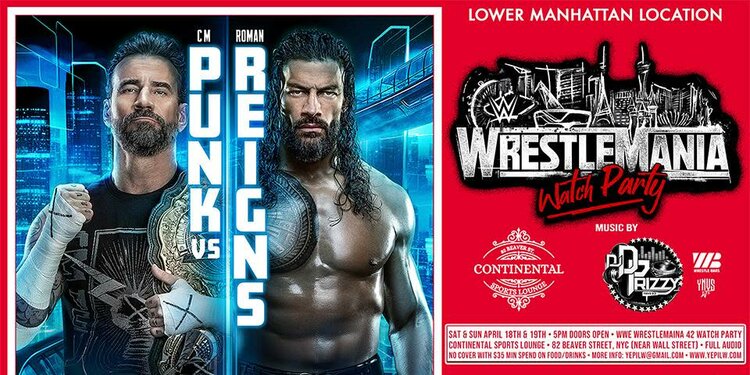 WrestleMania 42 Night 2 Watch Party Weekend at Continental Sports Lounge 