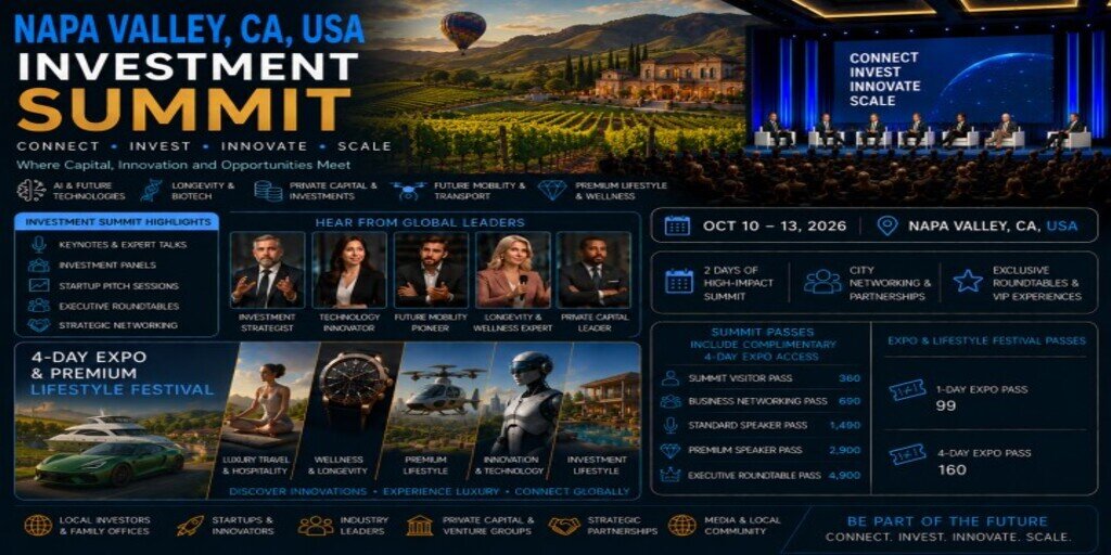 Napa Valley Investment Summit & Future Lifestyle Festival 2026 Banner