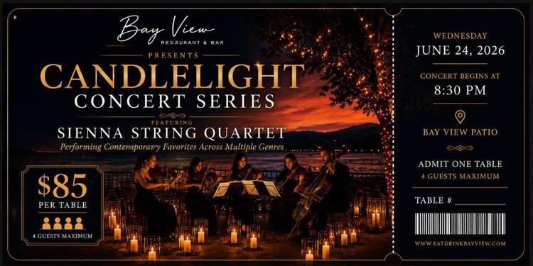 Bay View Candle Light Concert Featuring Sienna Quartet 