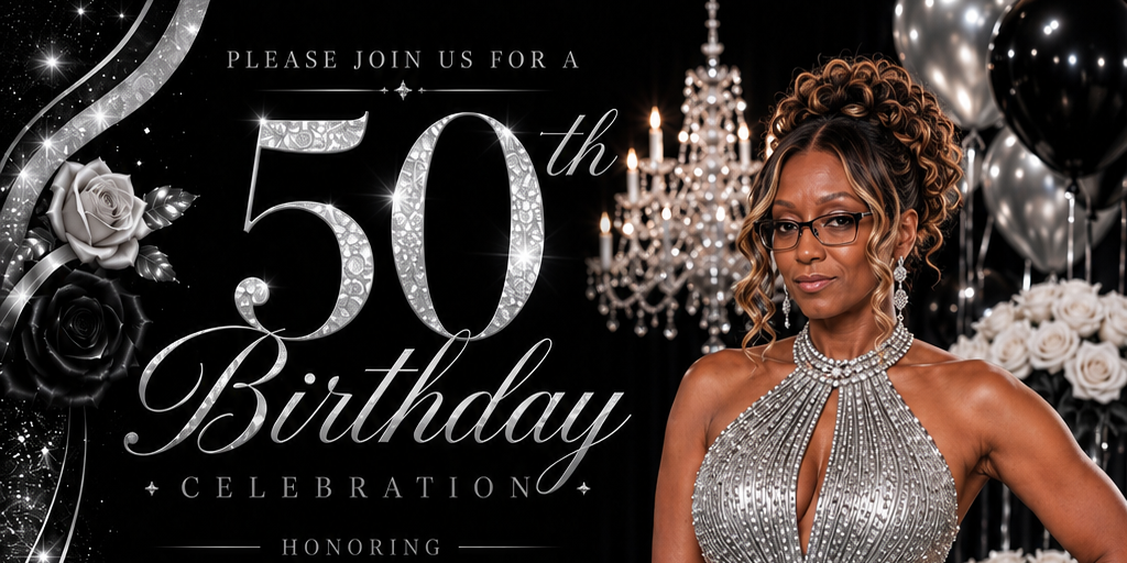 DONITA’S FIFTY AND FABULOUS BIRTHDAY PARTY Banner