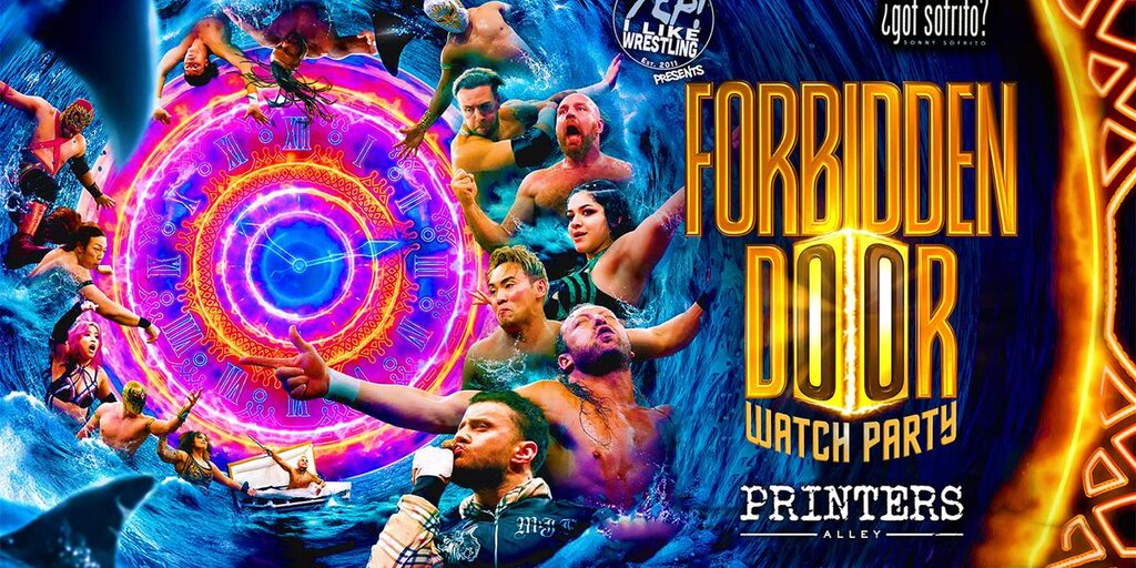 AEW x NJPW Forbidden Door Watch Party at Printers Alley NYC Banner