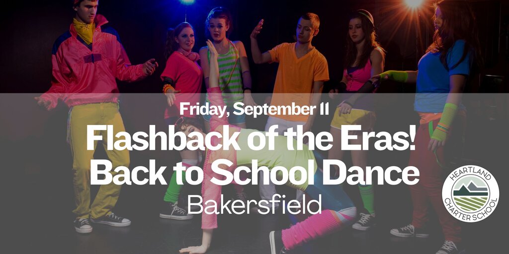 Flashback of the Eras! Back to School Dance- Heartland Charter School Banner