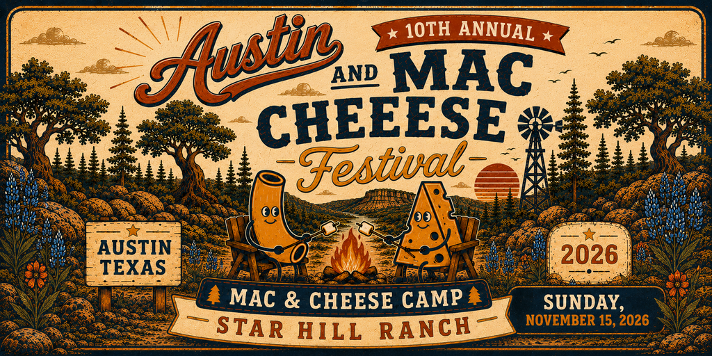Austin Mac & Cheese Festival 2026: Camp Mac & Cheese Banner