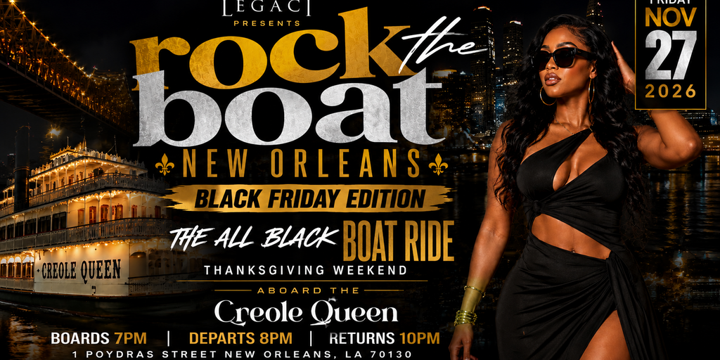 Rock The Boat New Orleans: Black Friday All Black Boat Ride Banner