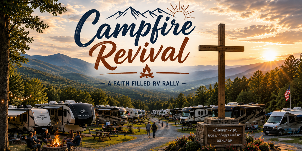 Campfire Revival: A Faith Based RV Rally Banner