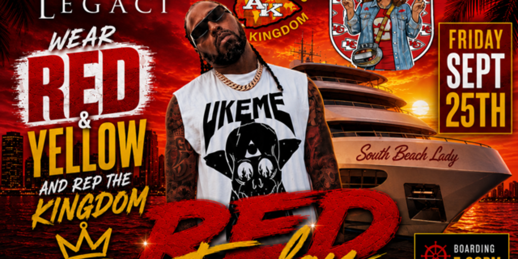 RED FRIDAY Sunset Yacht Party Miami | Chiefs Kingdom Takeover Banner