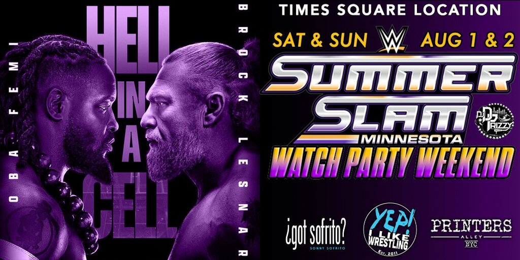 WWE SummerSlam Watch Party Weekend at Printers Alley NYC Banner