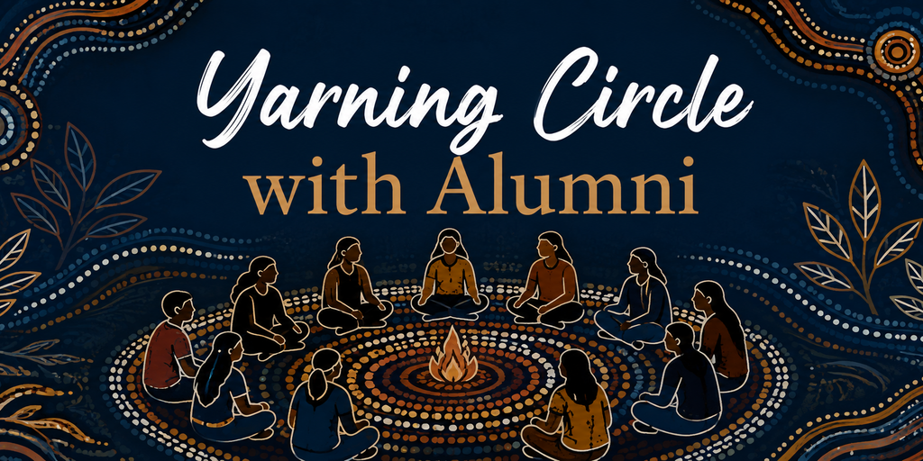 Yarning Circle with Alumni  Banner