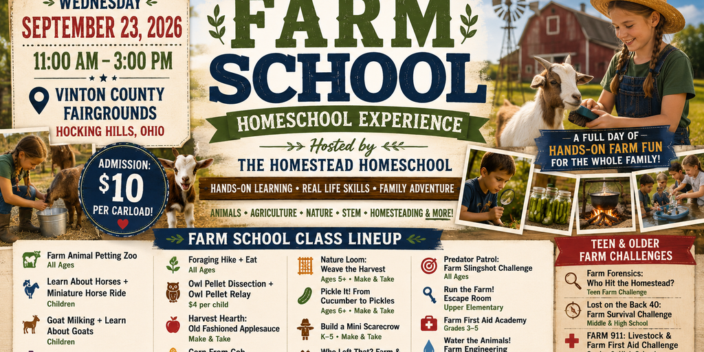 Farm School Homeschool Event in the Hocking Hills Banner