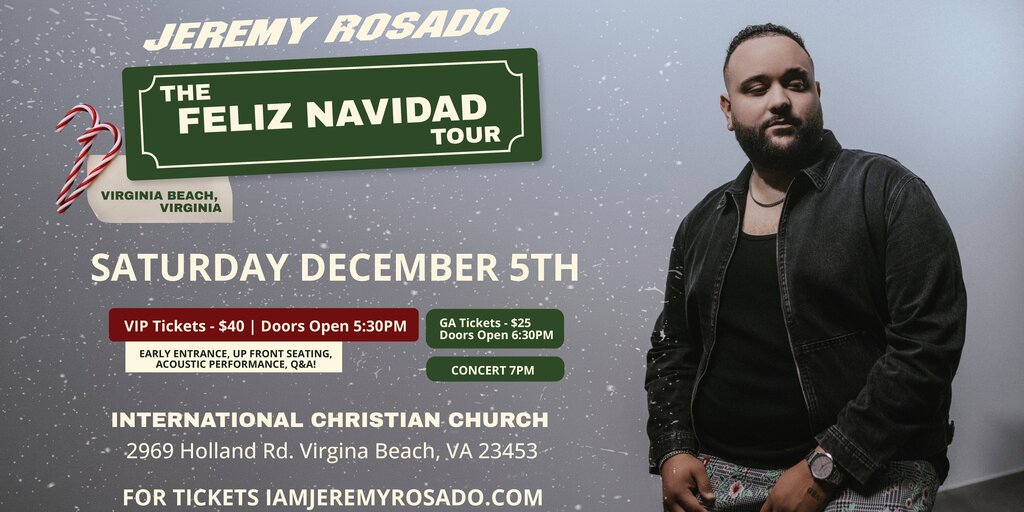 Jeremy Rosado: The FELIZ NAVIDAD Tour – Virginia Beach, VA Banner
