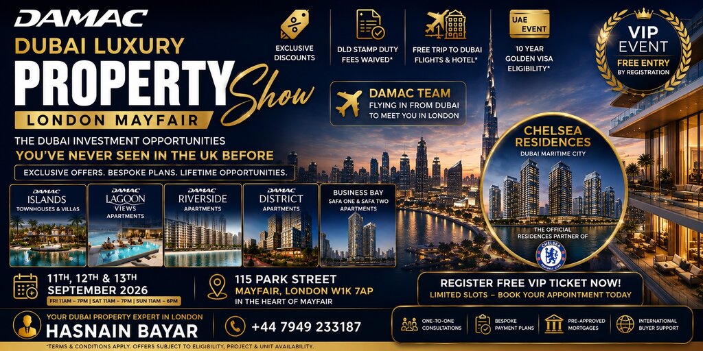 Dubai Property Expo London 2026 | Buy Dubai Property, Villas & Apartments Banner