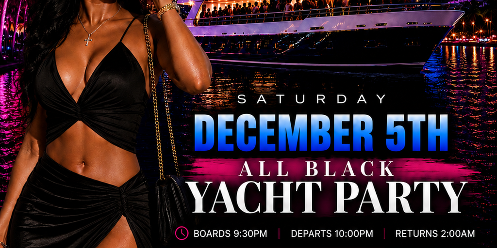 Miami Nice 2026 | Art Basel Weekend All Black Yacht Party Banner