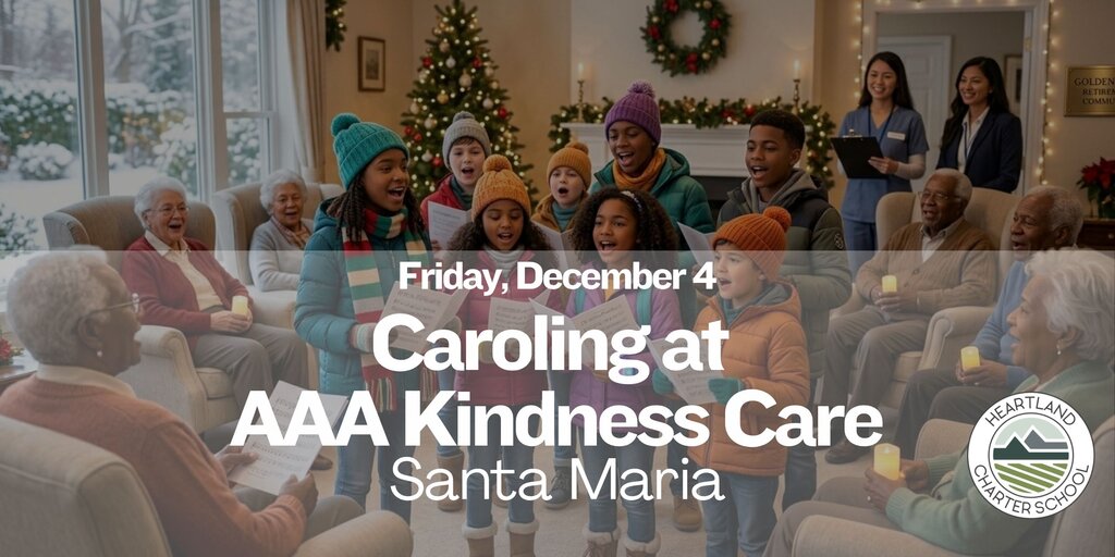 Caroling at AAA Kindness Care- Heartland Charter School Banner