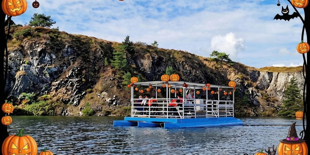 HAUNTED FLOATY BOAT RIDE with PUMPKIN CARVING Banner