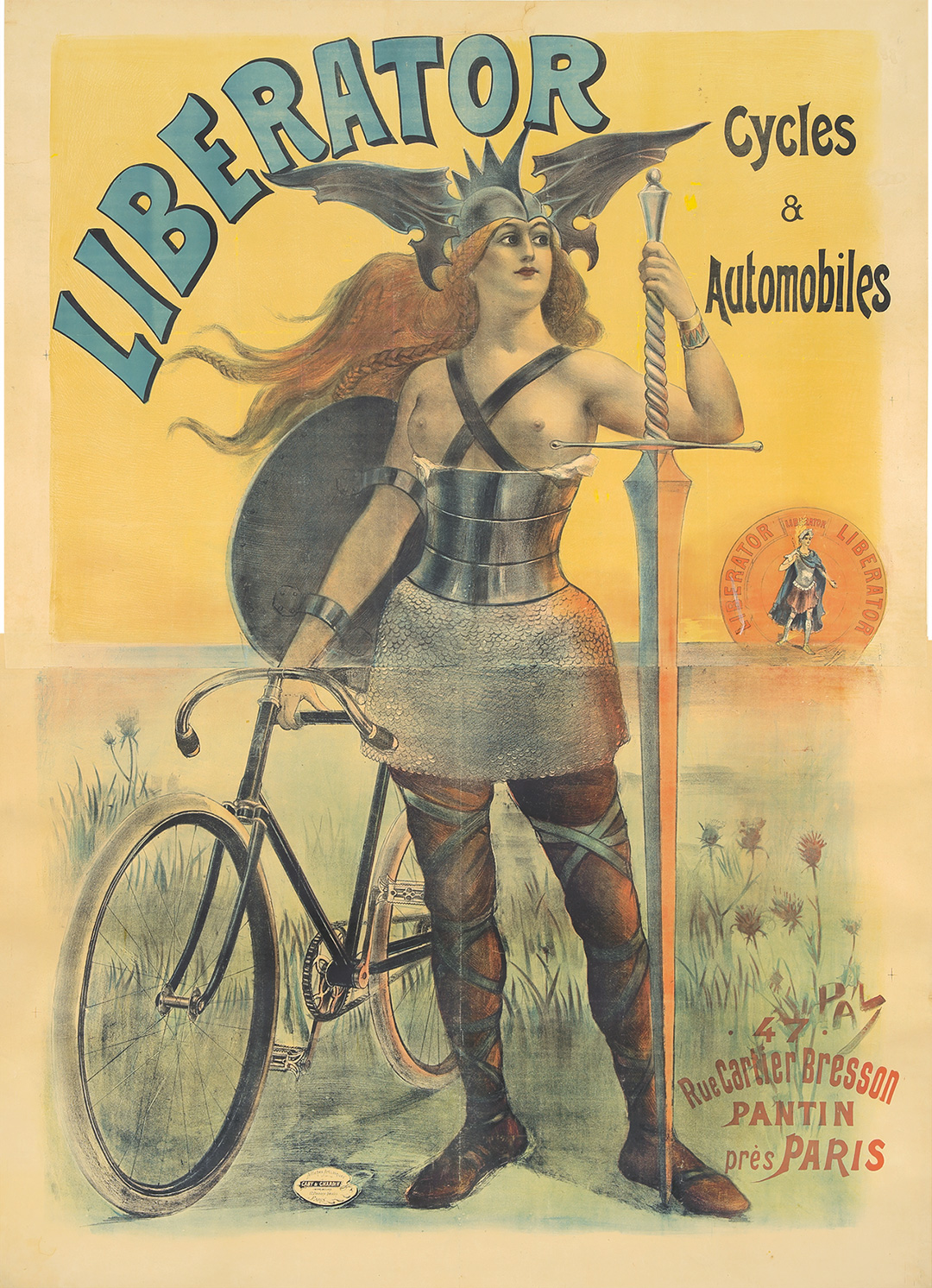 Woman With Wings Phebus Bicycle Wheel French Vintage Poster Repro 20 X 30